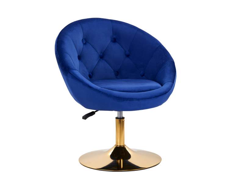 Sedia Girevole 4Rico QS-BL12G con Rivestimento in Velluto Nero e Base Dorata