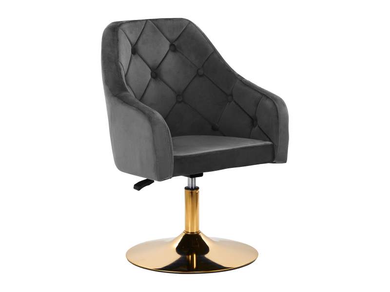 Sedia girevole 4Rico QS-BL14G con rivestimento in velluto nero e base oro