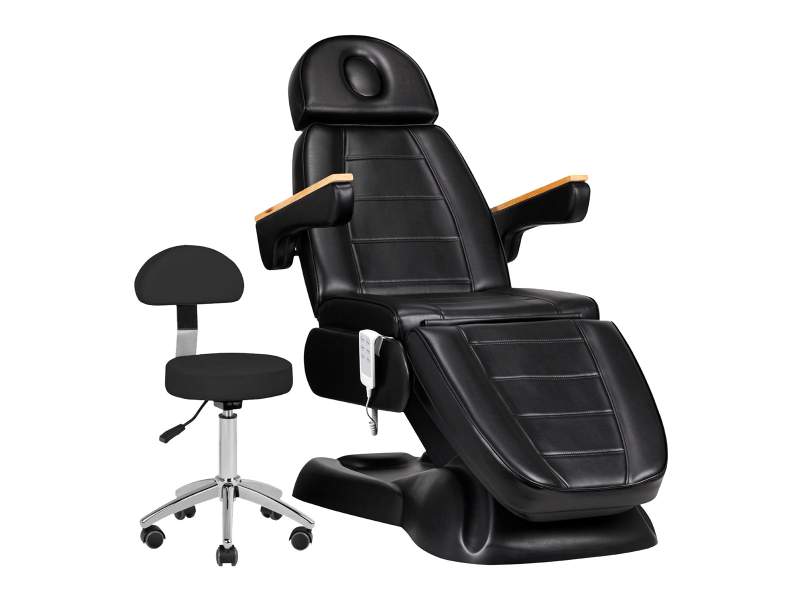 Poltrona estetica elettrica Sillon Lux 273B con sgabello 304 nero