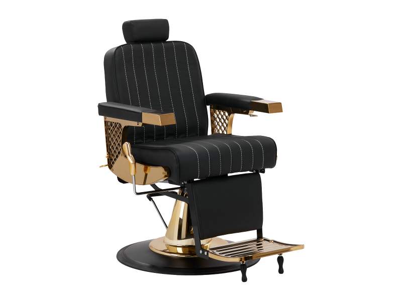 Poltrona Barbiere Marcus Gold con Sollevamento Idraulico e Poggiapiedi Regolabile