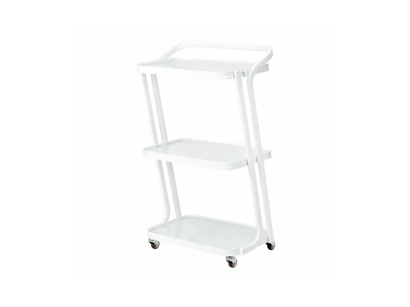Carrello Estetista Professionale con 3 Ripiani in Vetro e Manico Rialzato