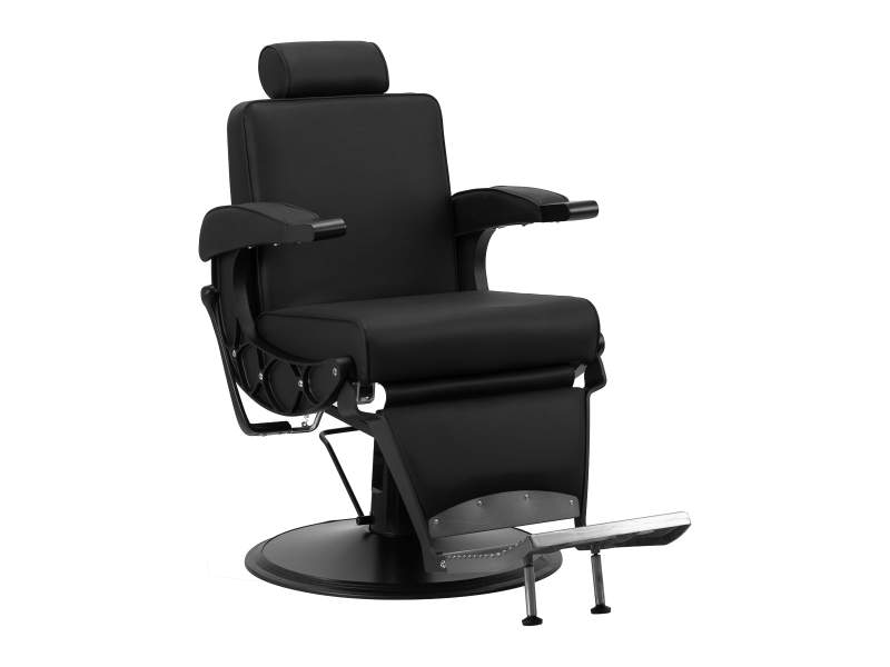 Poltrona da Barbiere Gabbiano Continental Nero con Sollevamento Idraulico