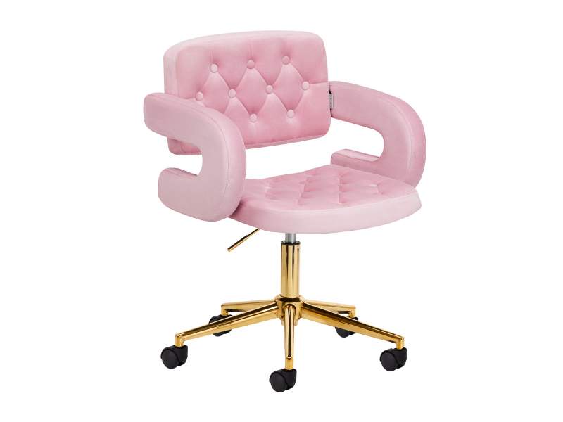 Sedia da parrucchiere QS-OF213G velluto nero con struttura oro 4Rico