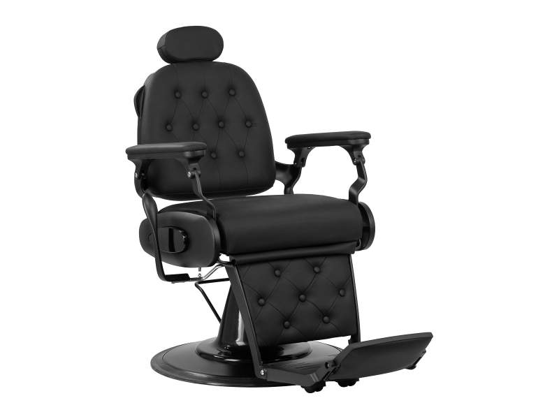 Poltrona da Barbiere Gabbiano Francesco Nera con Sollevamento Idraulico