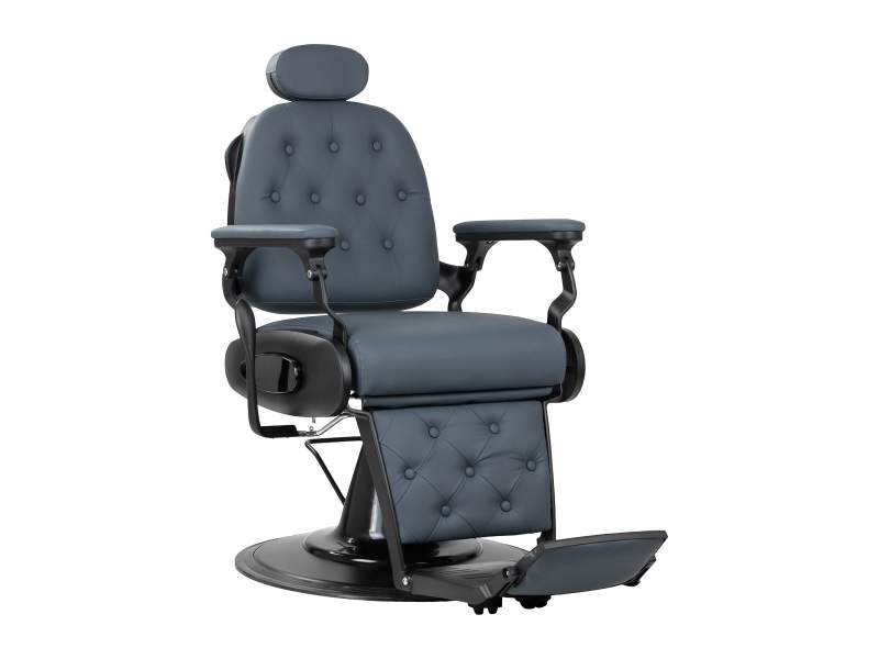 Poltrona da Barbiere Francesco Grigio con Telaio in Grafite Gabbiano