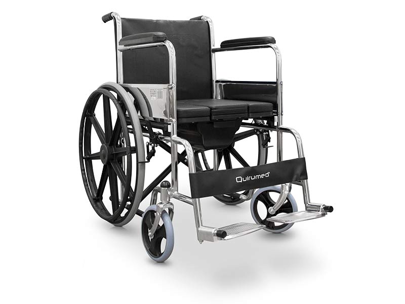 Sedia a rotelle pieghevole in acciaio con WC