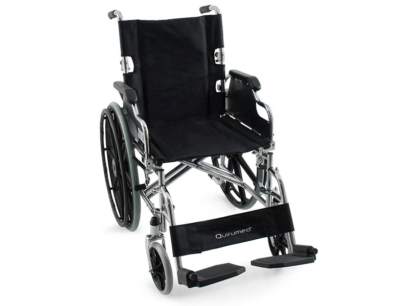 Kokoontaitettava pyörätuoli kromattua terästä, kiinteät takapyörät