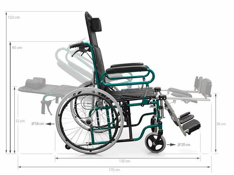 Carrozzina Pieghevole Sedia A Rotelle Con Schienale Reclinabile