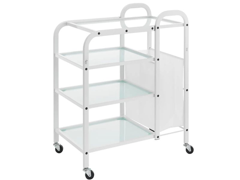 Carrello Depilazione per Estetista con 4 mensole e Cestello Rifiuti