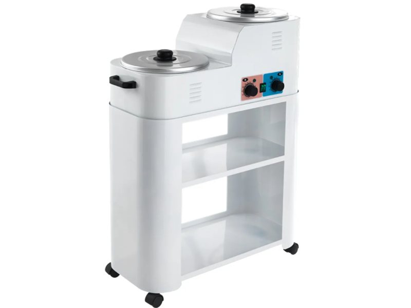 Scaldacera Doppio in Acciaio 2000 W completo di Carrello Estetista