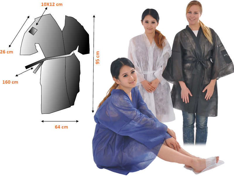 Einweg-Kittel Kimono in TST Polypropylen 10 Stück.