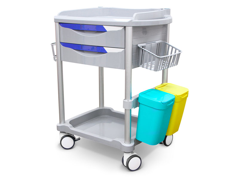 Carrello per procedure con cassetti, ripiani e accessori