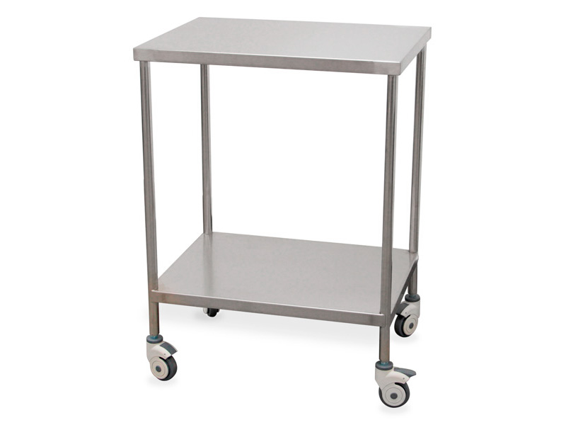 Sidobord i rostfritt stål med 2 släta hyllplan