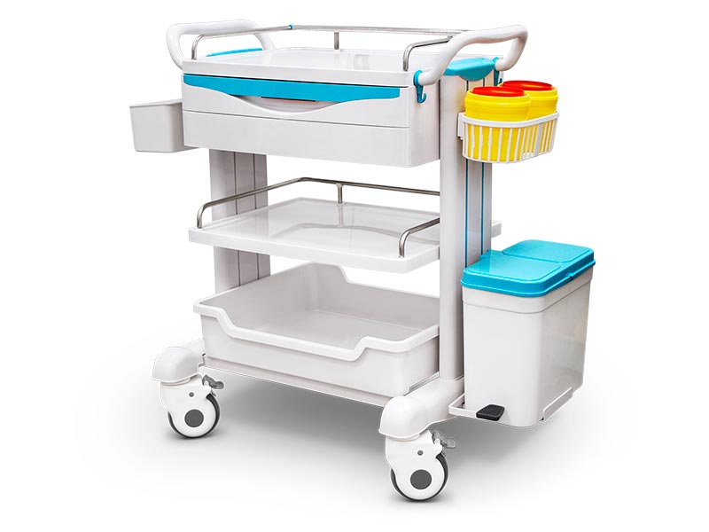 Carrello portastrumenti, ABS, vassoio, ripiani e accessori