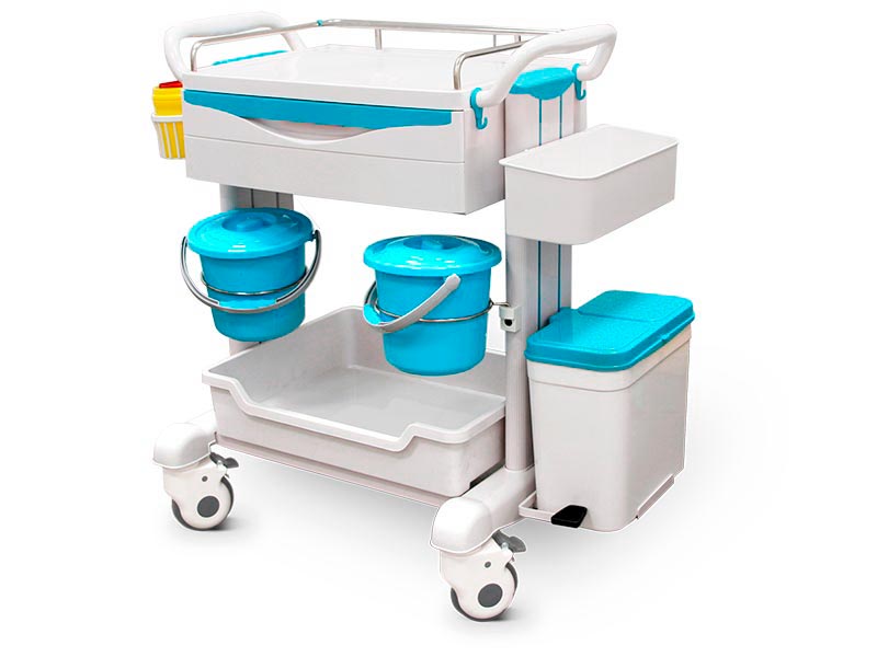 Carrello portastrumenti in ABS con ripiani, vassoio e accessori