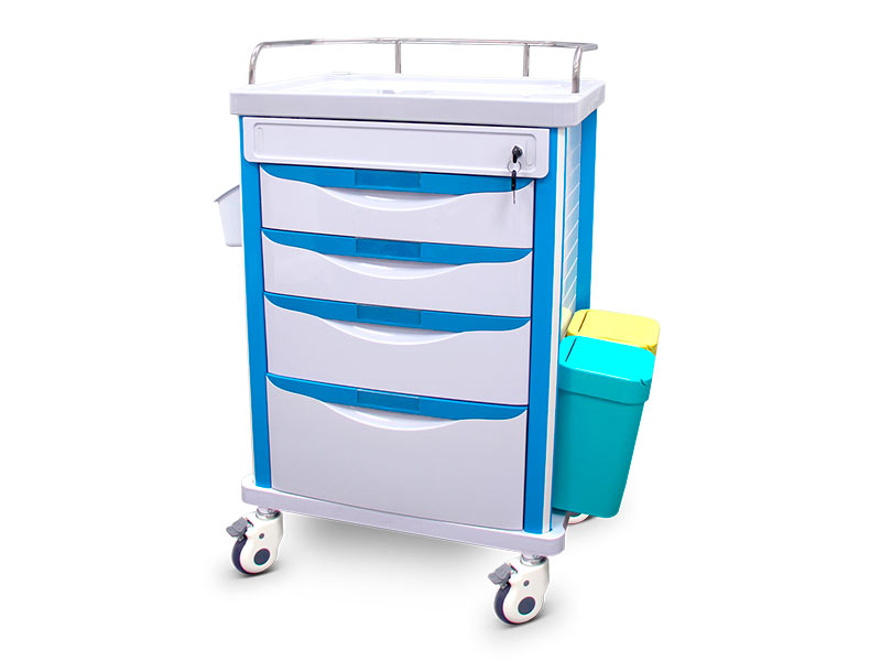 Carucior cu 4 sertare pentru medicamente cu accesorii