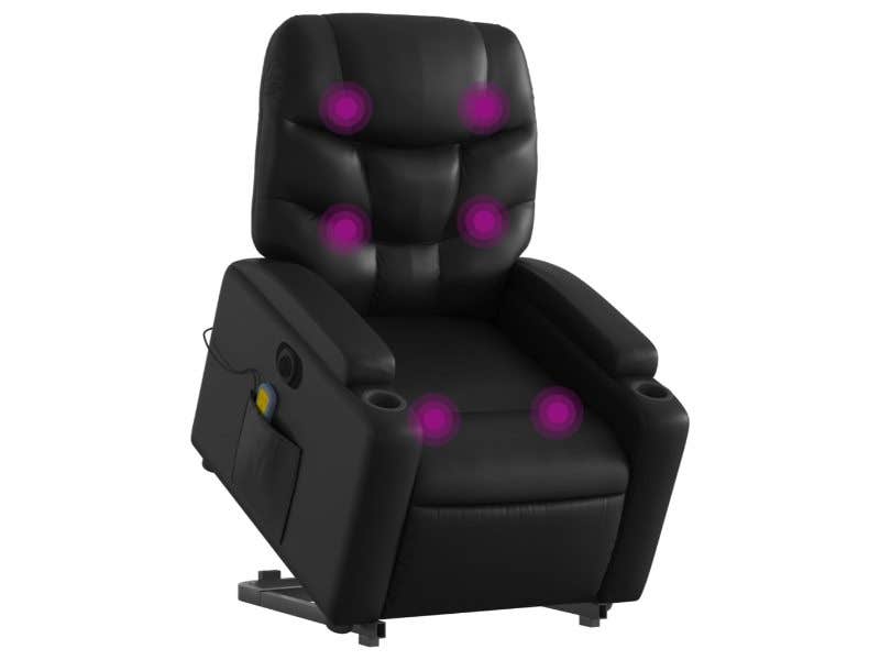 Fauteuil Électrique Relaxant Lève-personne Noir Similcuir M6 avec Massage | vidaXL