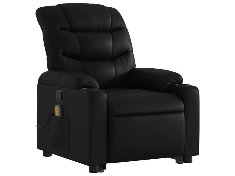 Poltrona elevação de pessoas Reclinável com Massagem Similpelle Negra M5 | vidaXL