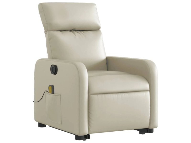 Poltrona Alzapersona Elettrica Reclinabile Crema in Similpelle