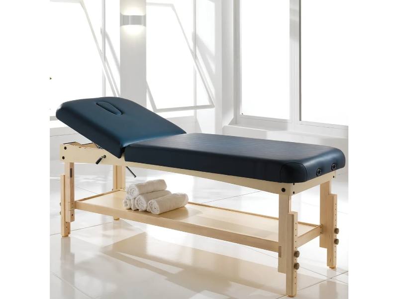 Lettino Massaggio Fisso in Legno Professionale Testata Regolabile