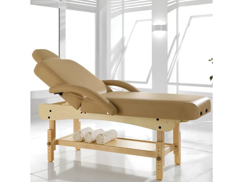 Lettino Massaggio Fisso in Legno Professionale con Testata Regolabile