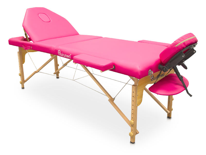 Lettino pieghevole da massaggio in legno con schienale 186 x 66 cm
