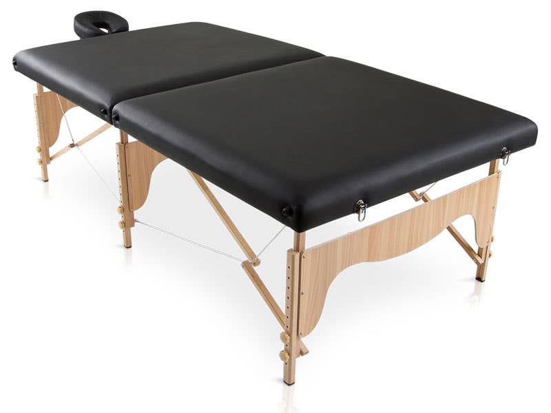 Camilla plegable de madera BOBATH 200 x 107 cm | Negro | Quirumed