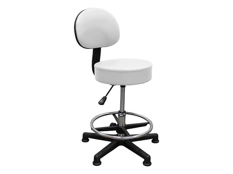 Tabouret sans roulettes avec dossier et repose-pieds