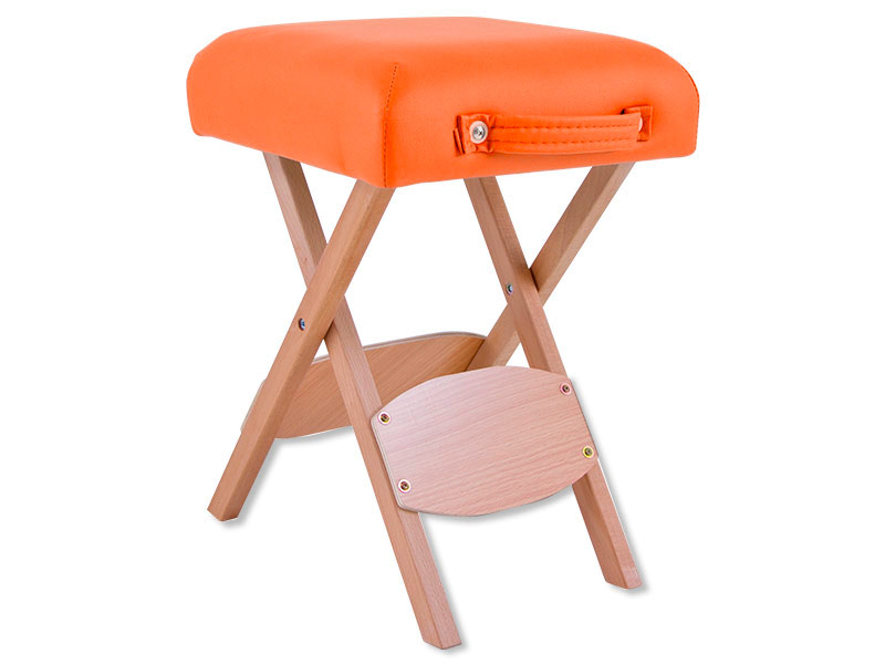 Πτυσσόμενη ξύλινη σκαμνί με ταπετσαρία καθισμάτων