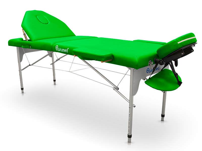 Lettino pieghevole in alluminio PRO 186 x 66 cm con schienale regolabile | Verde pistacchio | Quirumed