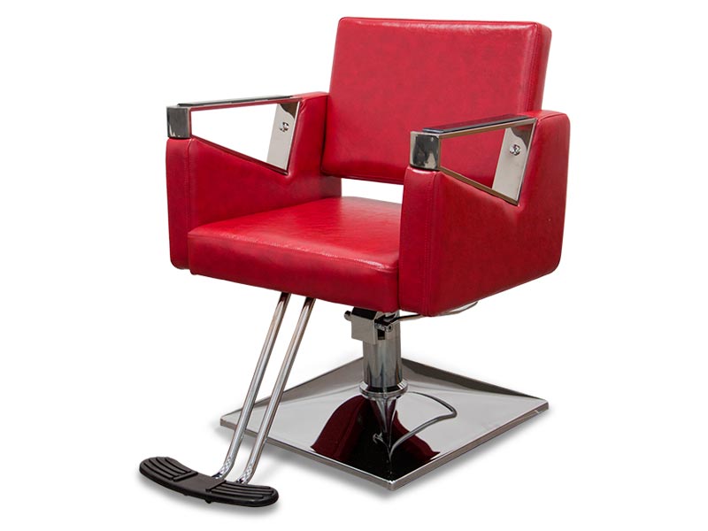 Hydraulischer Stuhl für Friseure mit quadratischem Stahlgestell
