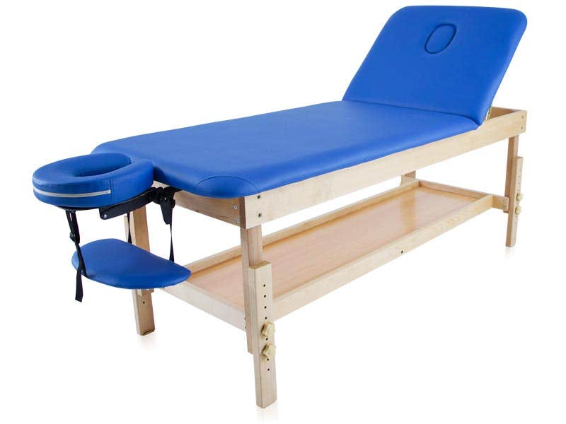 Lettino in legno con schienale reclinabile e ripiano inferiore | Blu | Quirumed