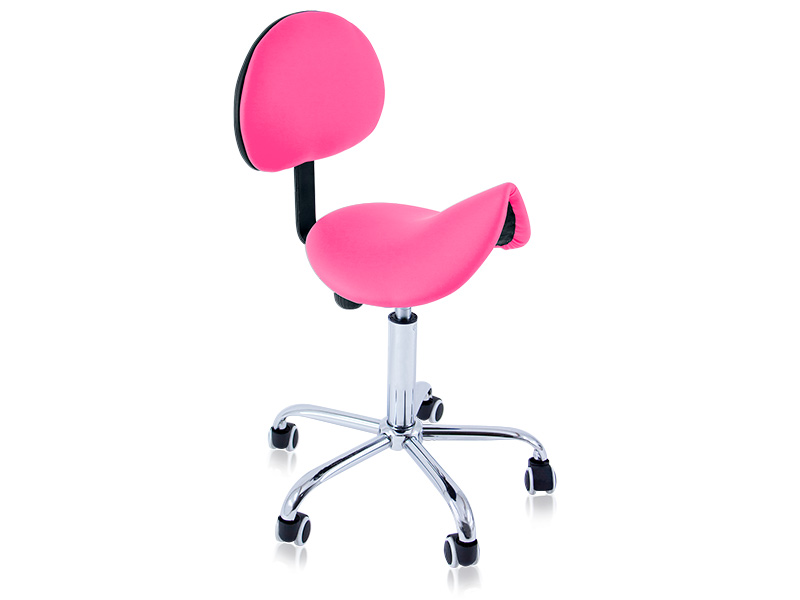 Hydraulic Saddle Stool with Backrest and 5 Wheels