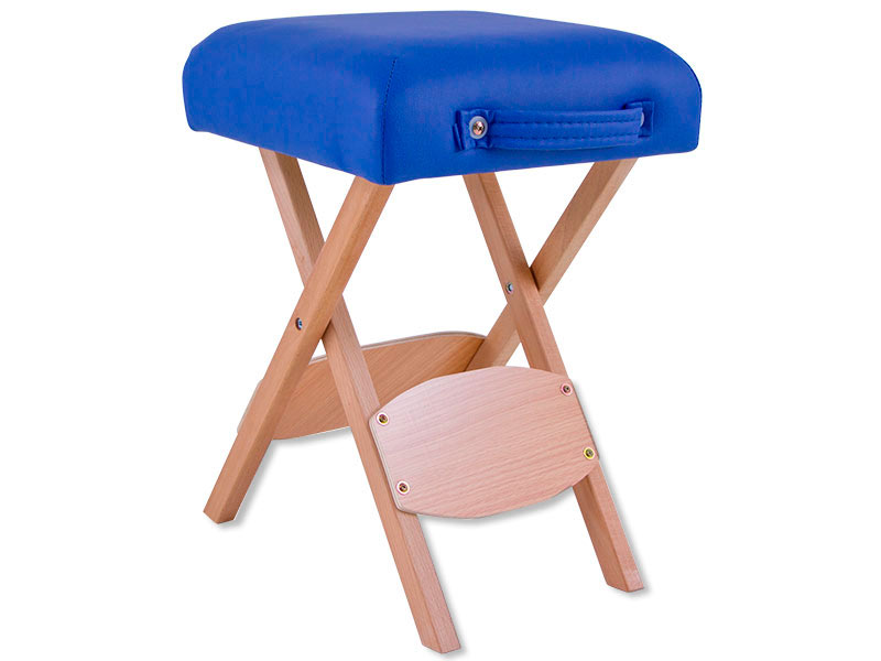 Sgabello pieghevole in legno con seduta imbottita
