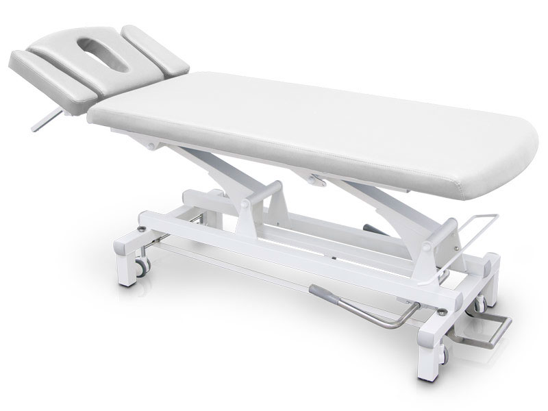 Lettino idraulico a due sezioni con poggiabraccia regolabili