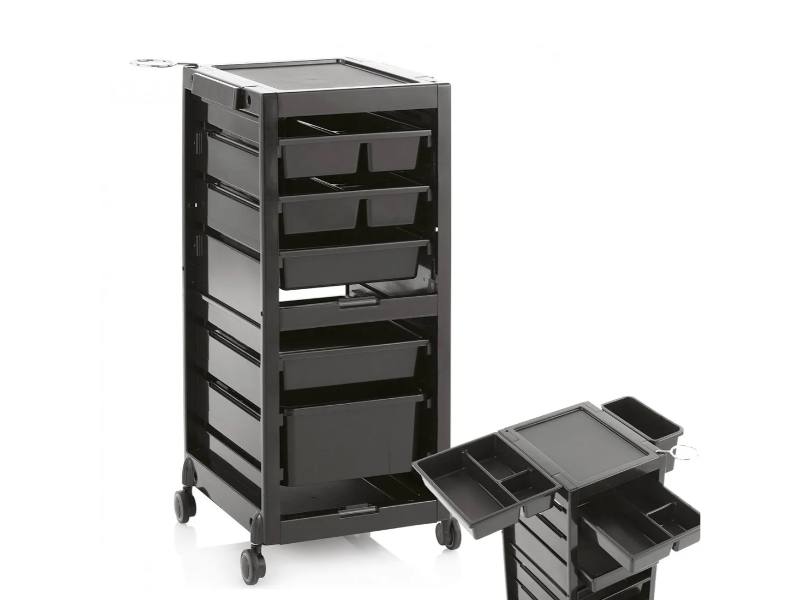 Carrello Parrucchiere Professionale con Appoggio Antiscivolo e Porta Phon