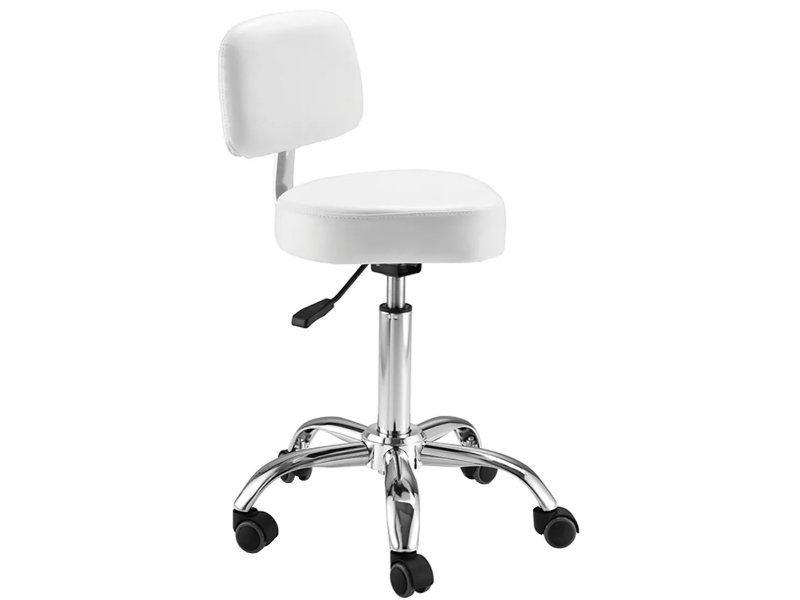 Sgabello Estetista Regolabile Sedia per Trattamenti Estetici con Schienale e Pompa Idraulica
