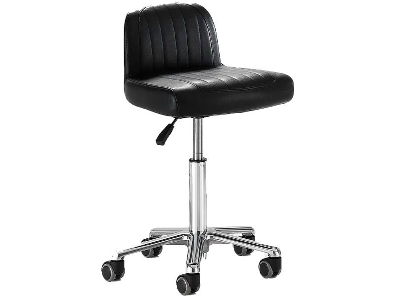 Sgabello Estetista e Parrucchiere Nero Regolabile in Altezza con Pompa Idraulica