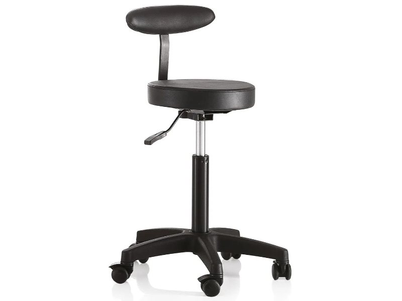 Sgabello Parrucchiere Regolabile con Schienale e Pompa Idraulica