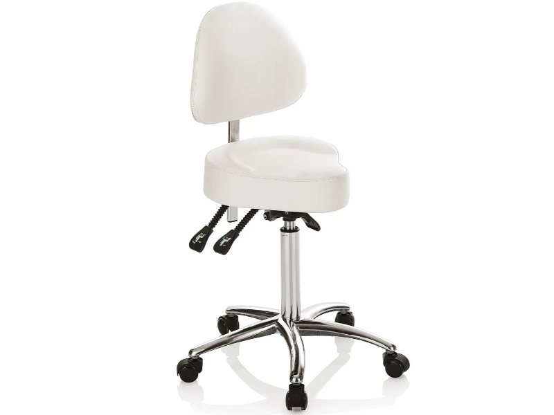 Sgabello Estetista Professionale a Sella con Altezza e Schienale Regolabile