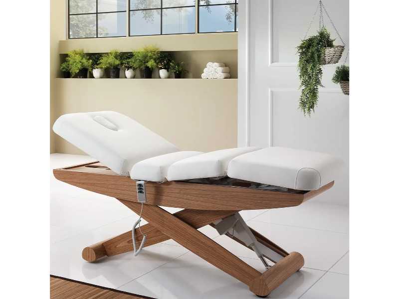 Lettino Estetica Elettrico in Legno a 3 Motori e Funzione Cromoterapia