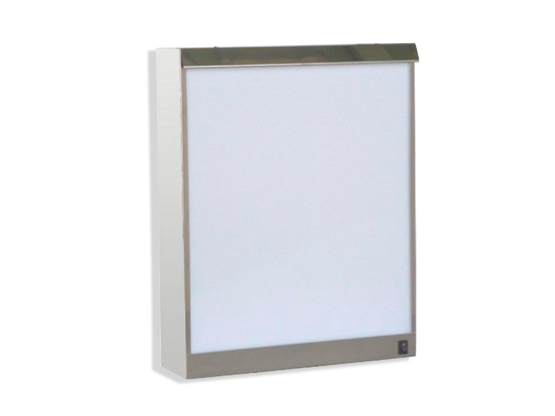 X-ray viewer wall mounted, direct on, 1-section stainless steel