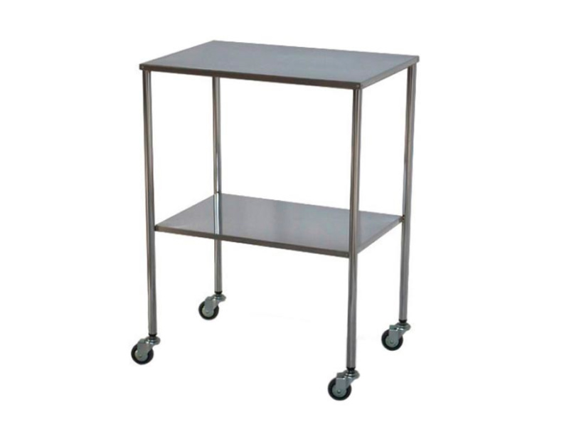 Tavolo di servizio in tubolare d'acciaio cromato