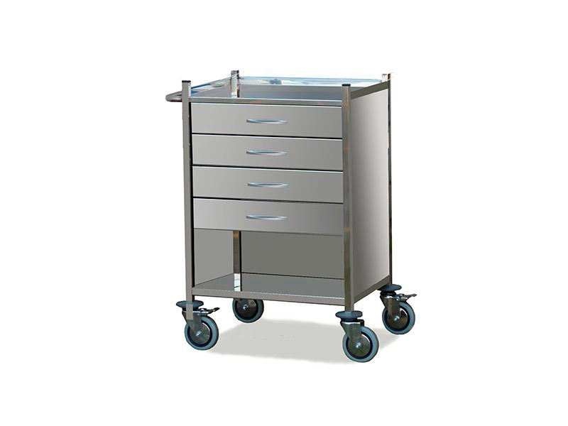 Cărucior din oțel inoxidabil cu 4 sertare