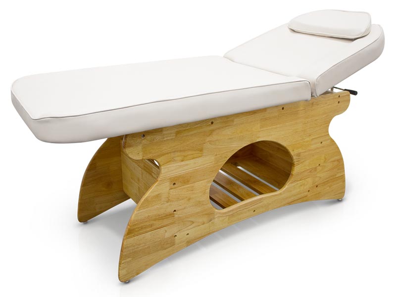 Camilla para SPA de madera con estante
