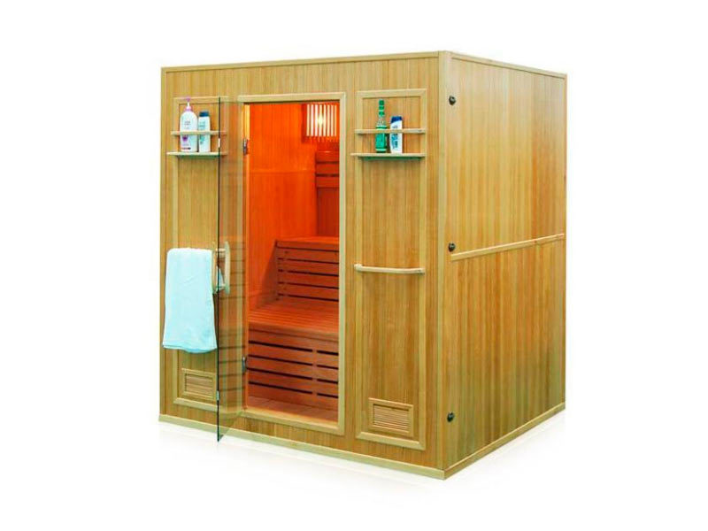 Stoom sauna binnenshuis met glazen deur, vierdelig