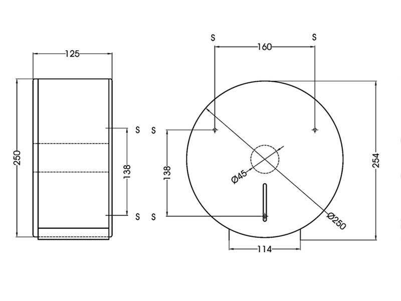 Distributeur Papier Toilette Rouleau Industriel 250-300 Acier Inoxydable  Aisi 304