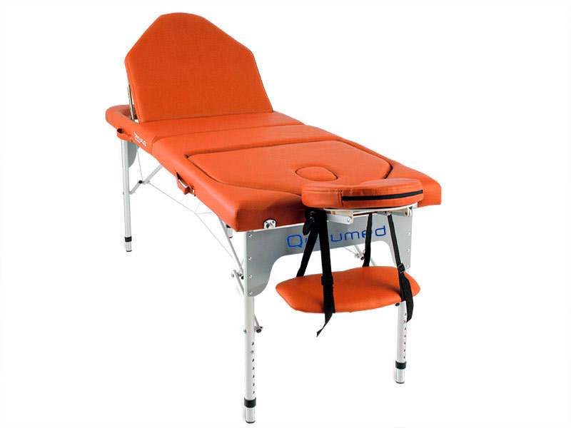 Portable aluminium massage table with double reclining backrest 186x66 cm