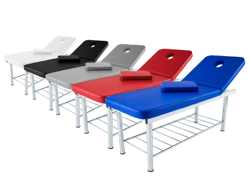 Lettino fisso in acciaio cromato e schienale reclinabile