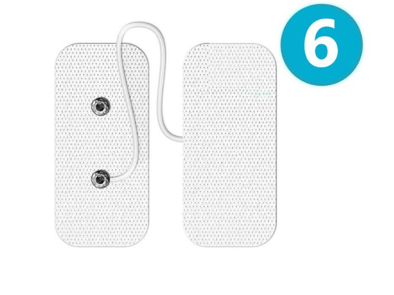 6 elétrodos autocolantes duplos Sport-elec ligados por cabo (100 x 50 mm)
